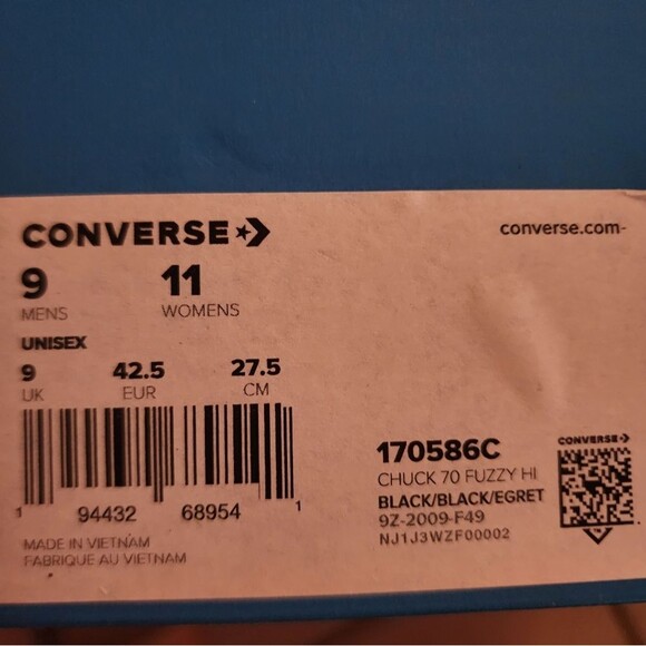 Converse x Ambush Chuck Taylor 70 High Fuzzy Black Unisex Men's 9/ Women's 11 - Picture 5 of 5